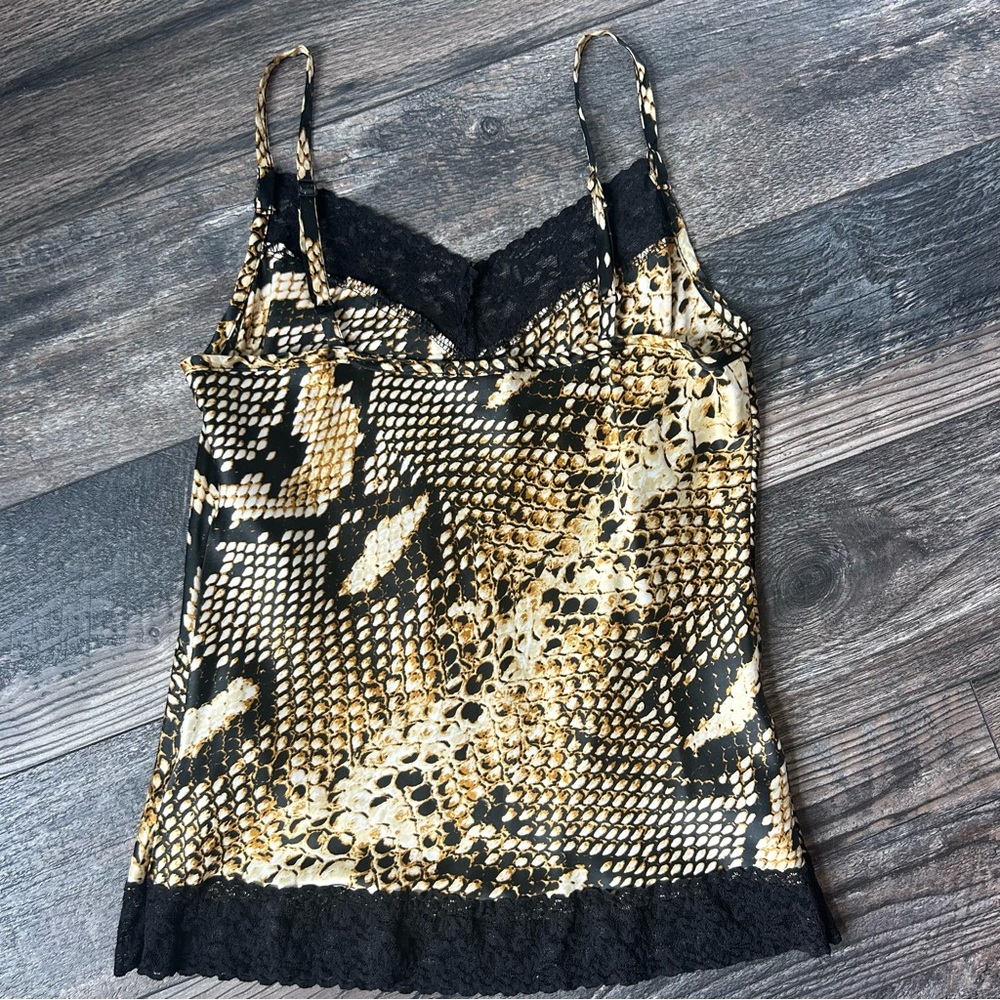 Cache Women's Snake Print Cami Top Adjustable Strap Lace Detail Size Small - Picture 4 of 7